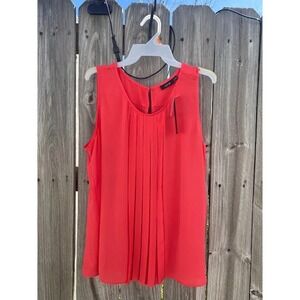 Apt 9 Womens Coral Pink Pleated Sleeveless Chiffon Blouse Top XL NEW